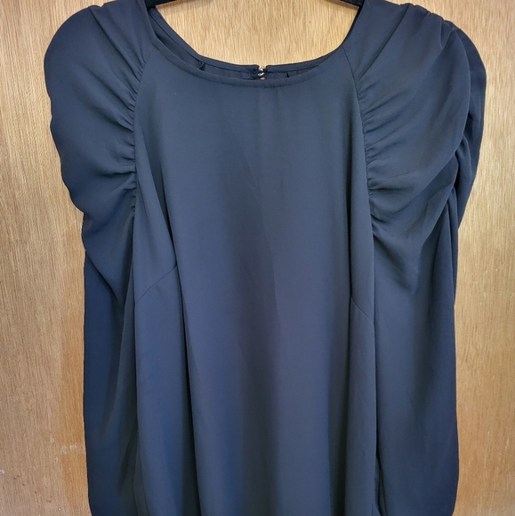 Who What Wear black chiffon style puff pleated long sleeve blouse. Med - Picture 14 of 14